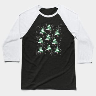 Snowy Christmas Trees Baseball T-Shirt